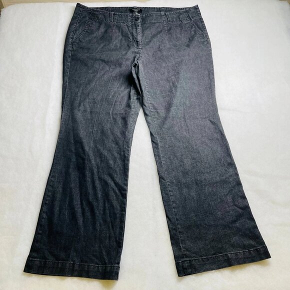 Talbots Womens Black Dark Wash Stretch Flared Leg Denim Jeans Plus Size 20W - Picture 1 of 9